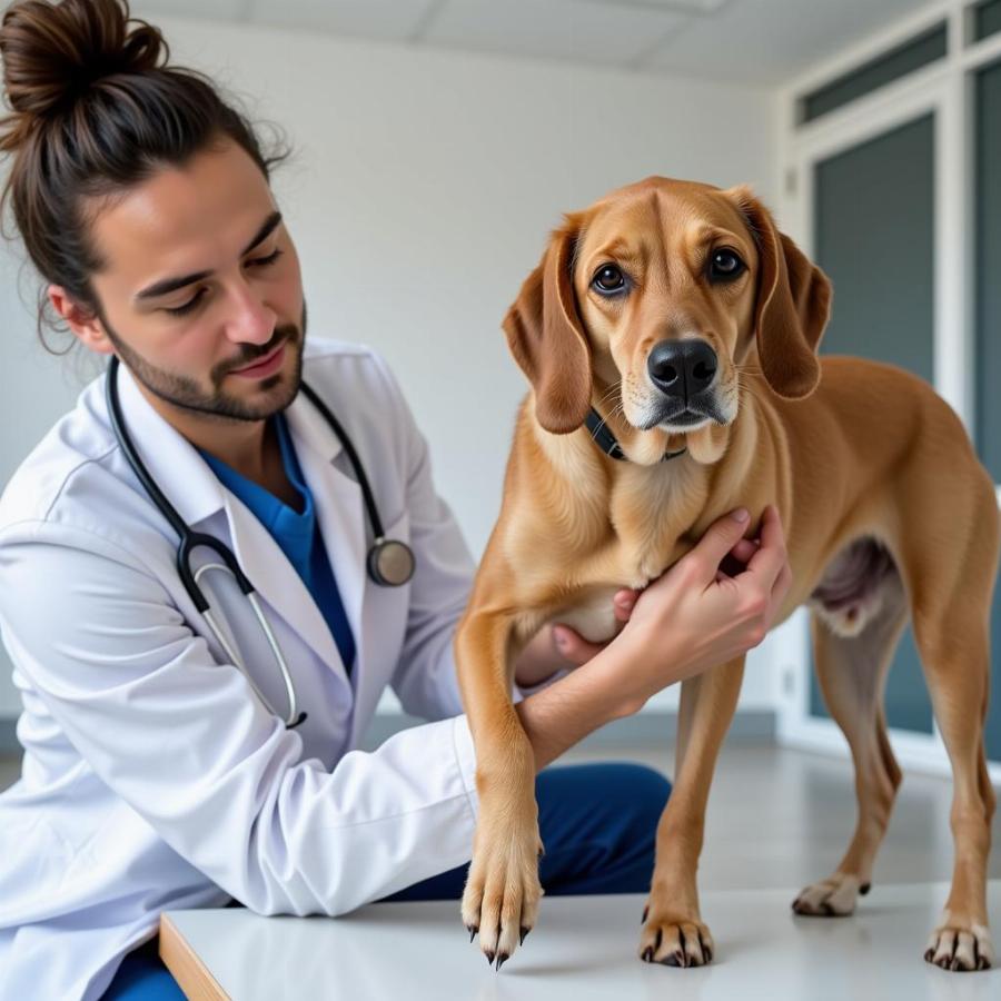 Veterinarian Examining Dog