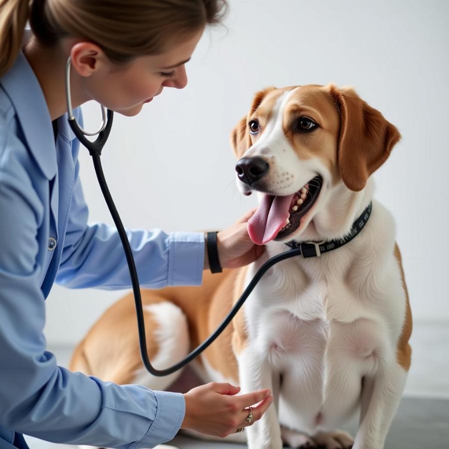 Veterinarian Performing a Checkup on a Dog Diagnosed with Intermediate VPCs