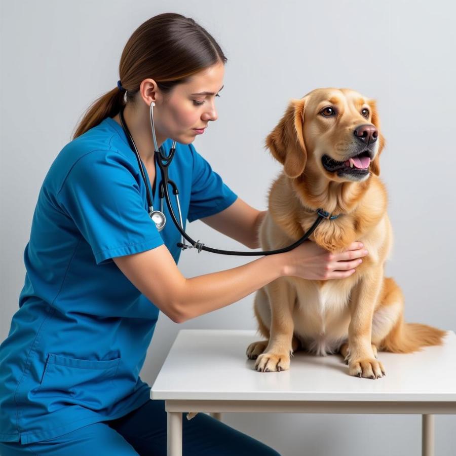 Veterinarian Examining Dog