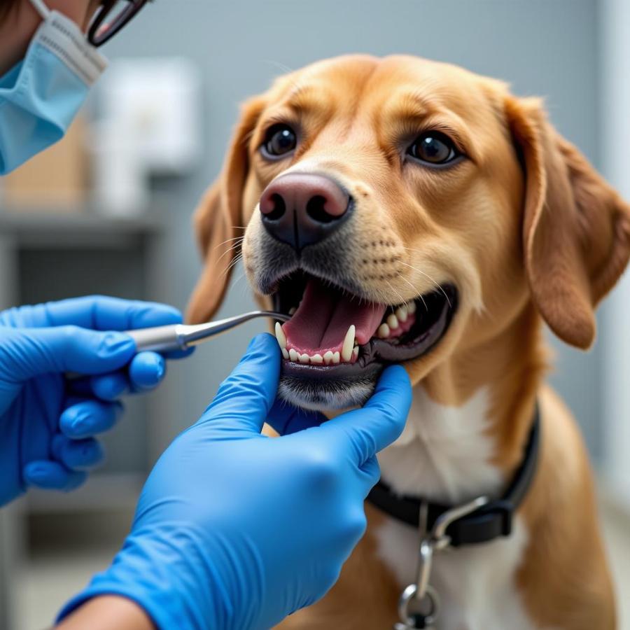 Veterinarian Examining Dog's Teeth