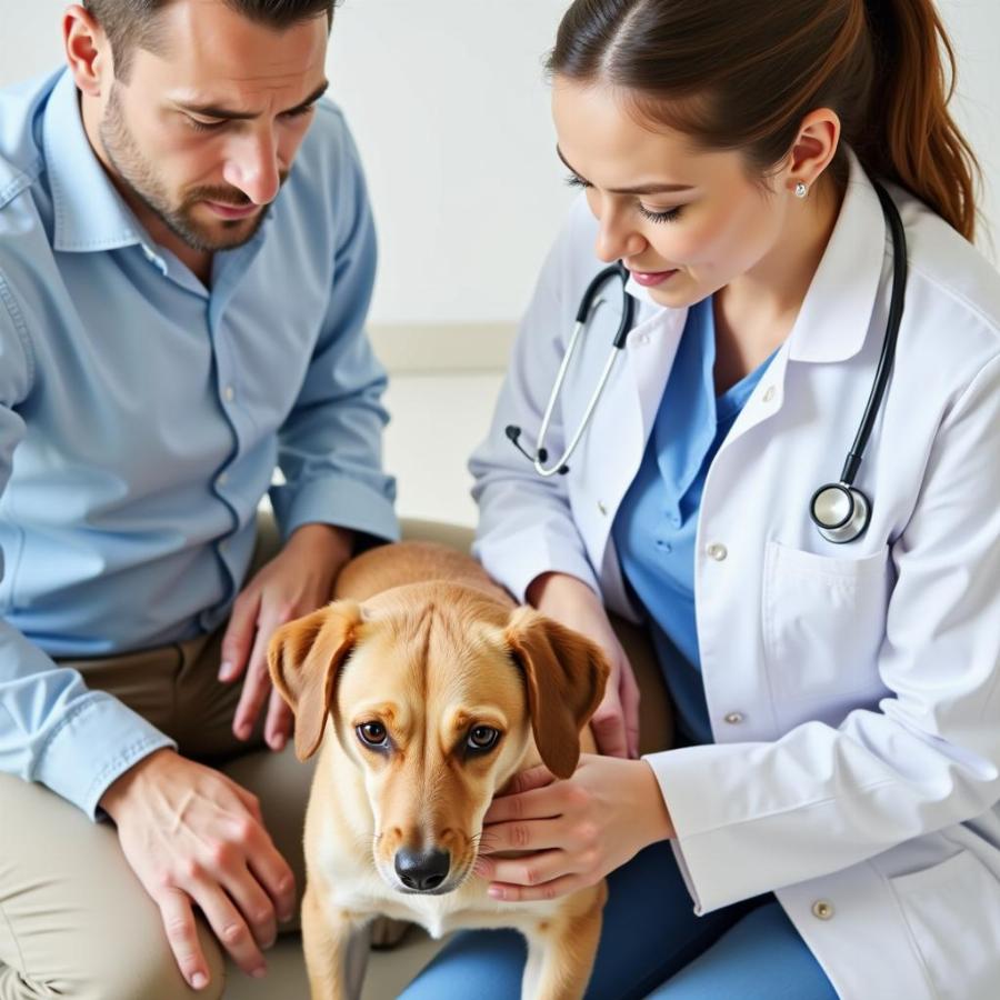 Veterinarian Examining a Dog