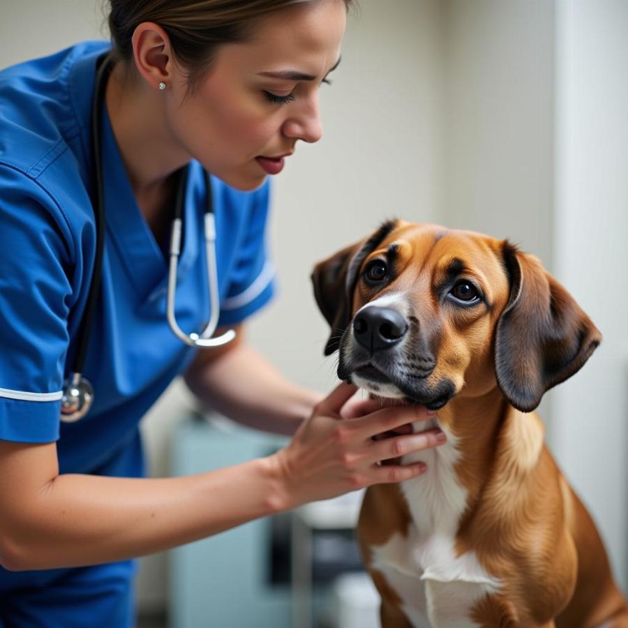 Veterinarian Examining Dog