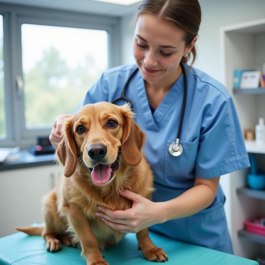 Veterinarian Examining Dog