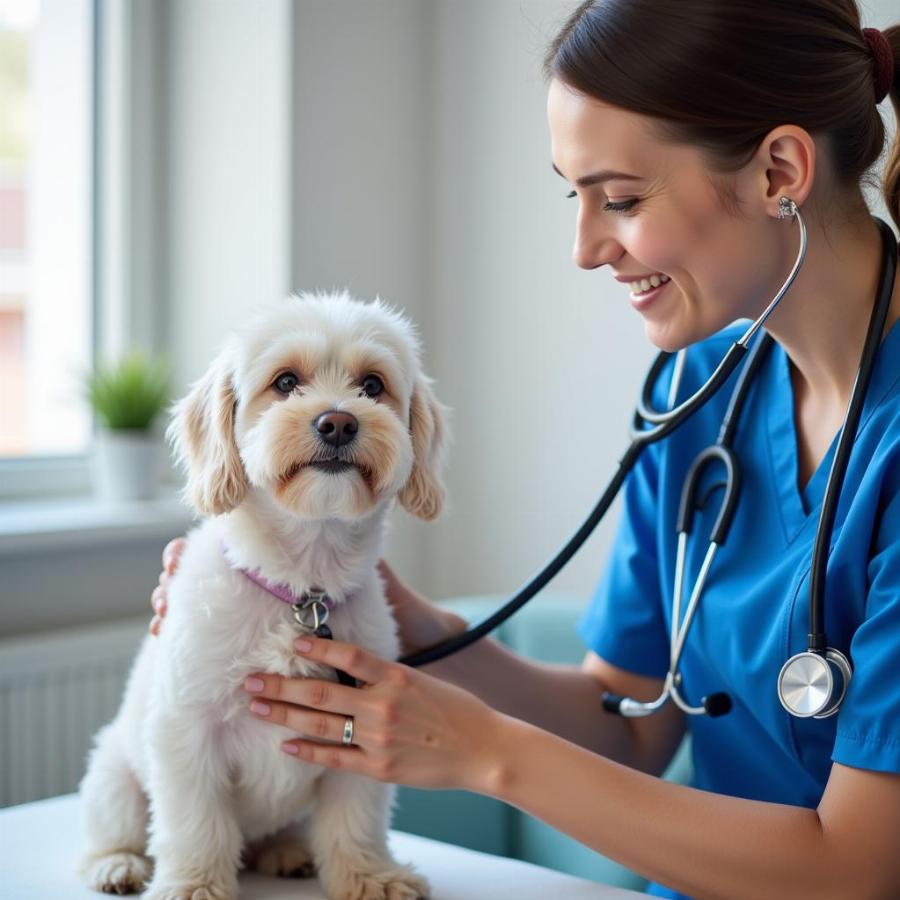 Veterinarian Examining a Dog