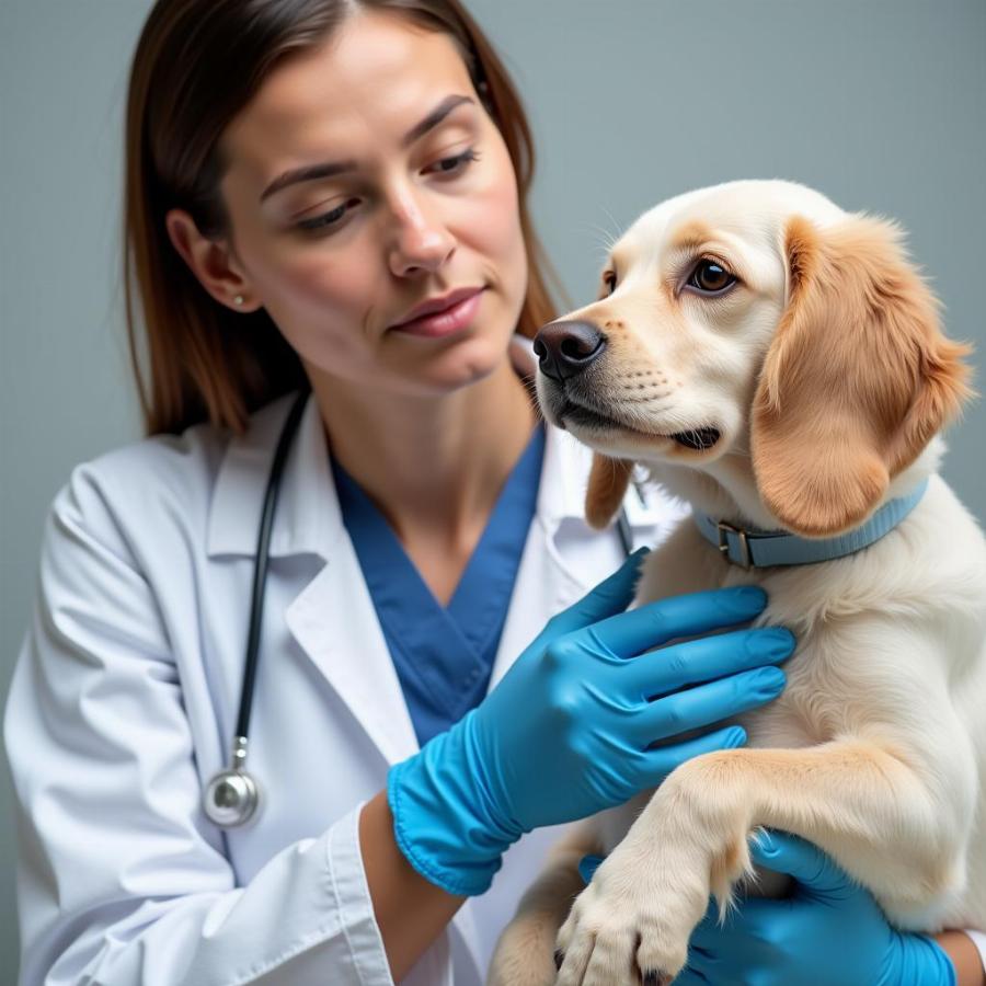 Veterinarian Examining Dog