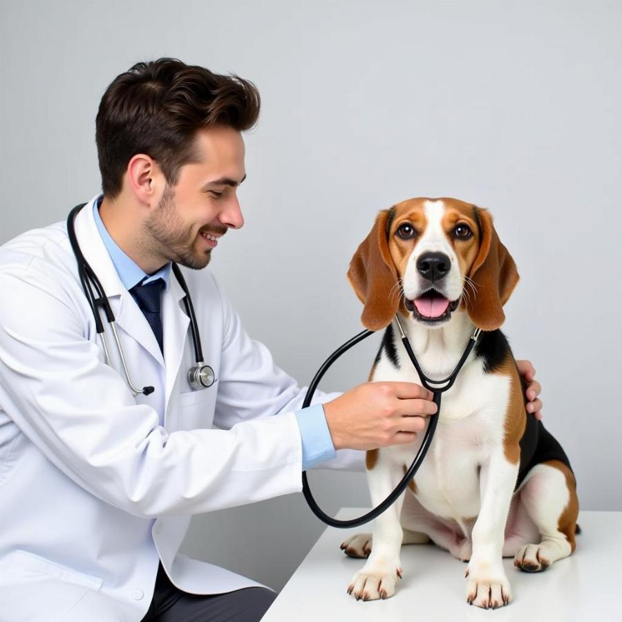 Veterinarian Examining a Dog