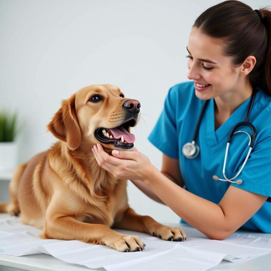 Veterinarian Checking Dog's Teeth