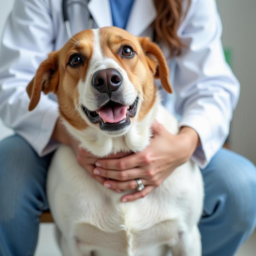 Veterinarian Conducting a Physical Examination on a Dog