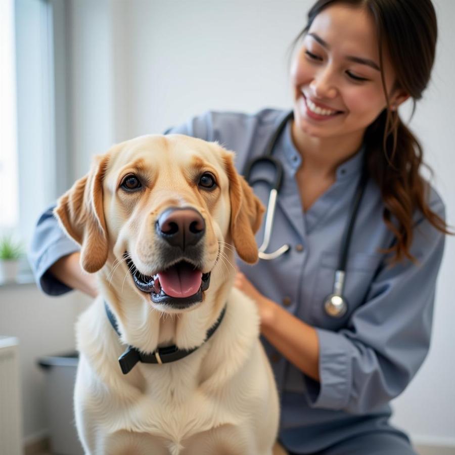 Veterinarian Examining Dog