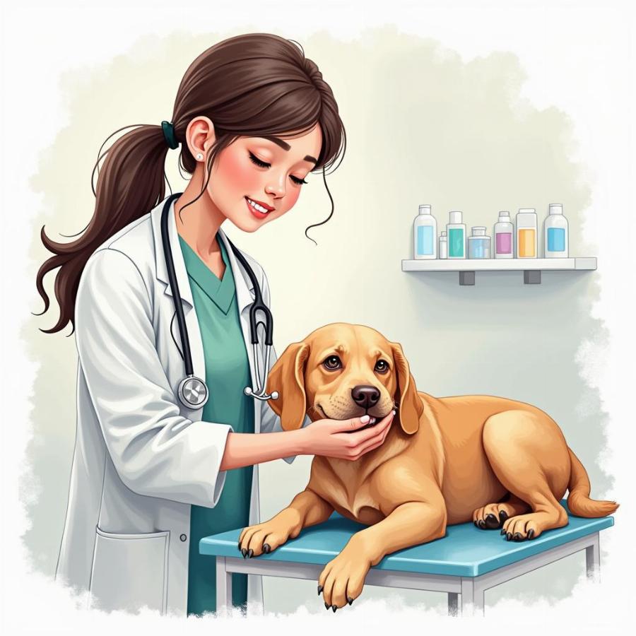 Veterinarian Examining Dog Bite