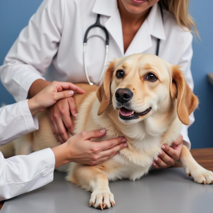 Veterinarian Examining a Dog with Diarrhea