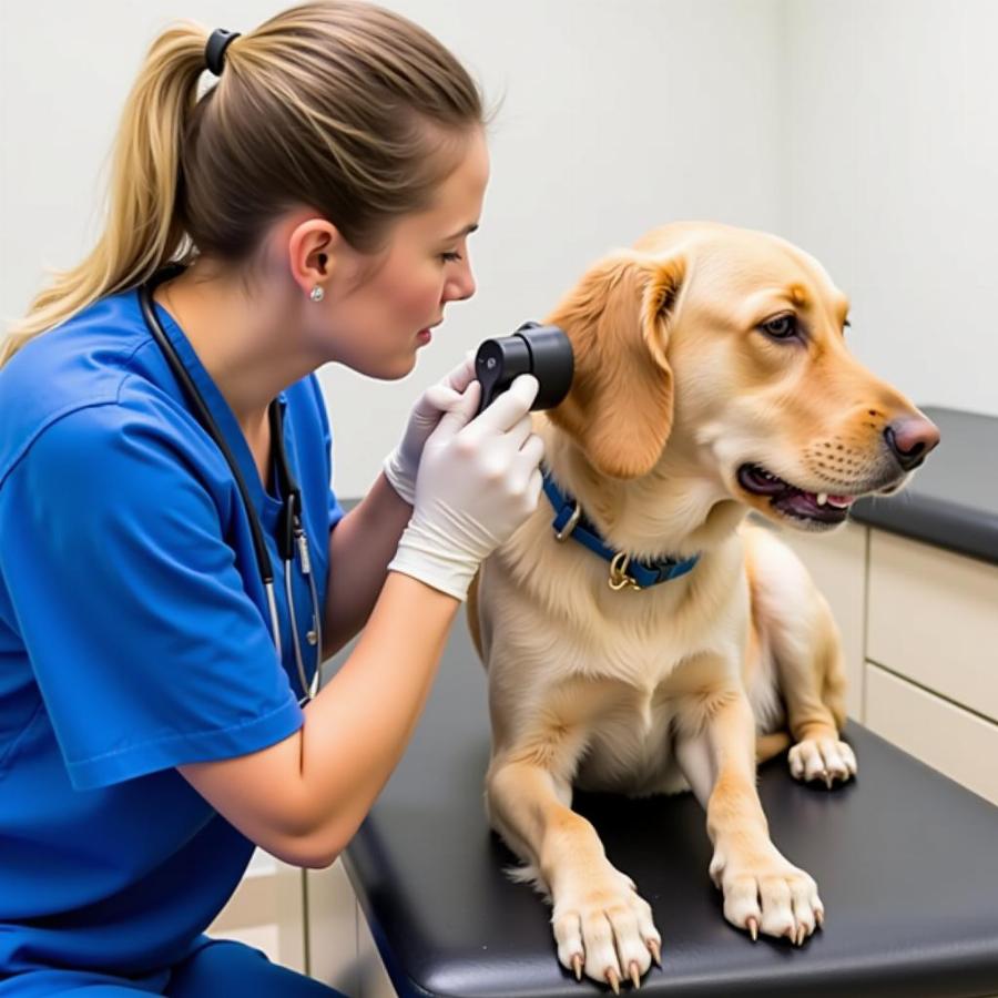 Veterinarian Examining Dog Ear