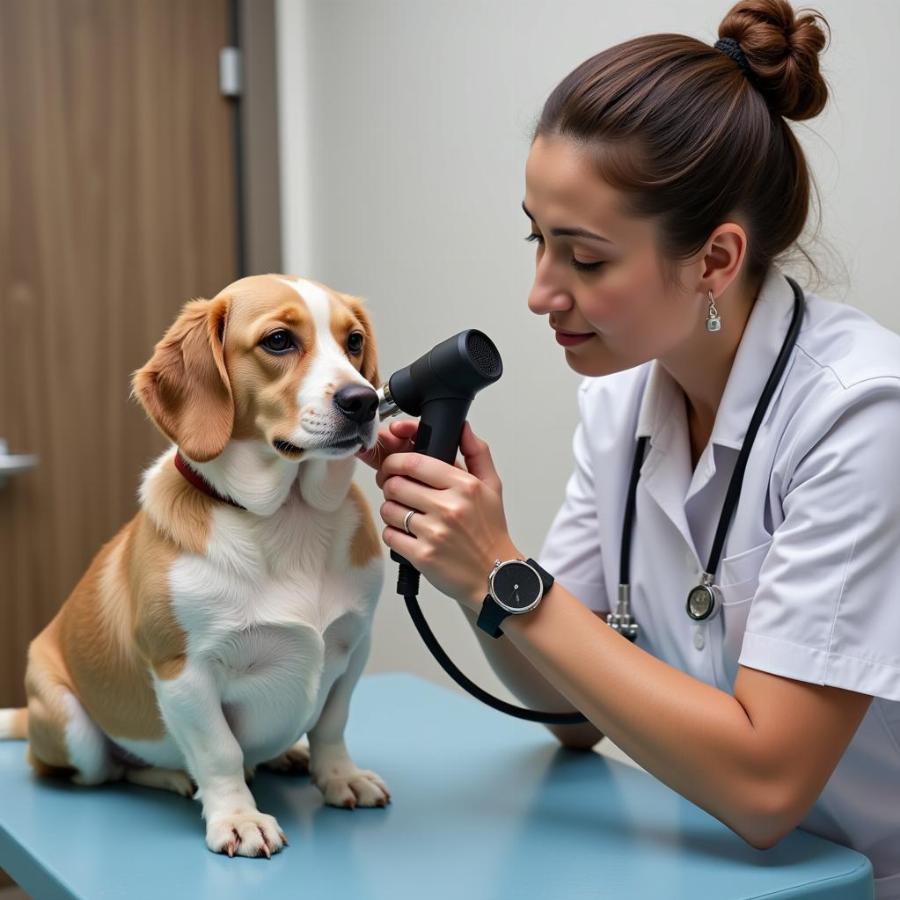 Veterinarian Examining Dog's Ear