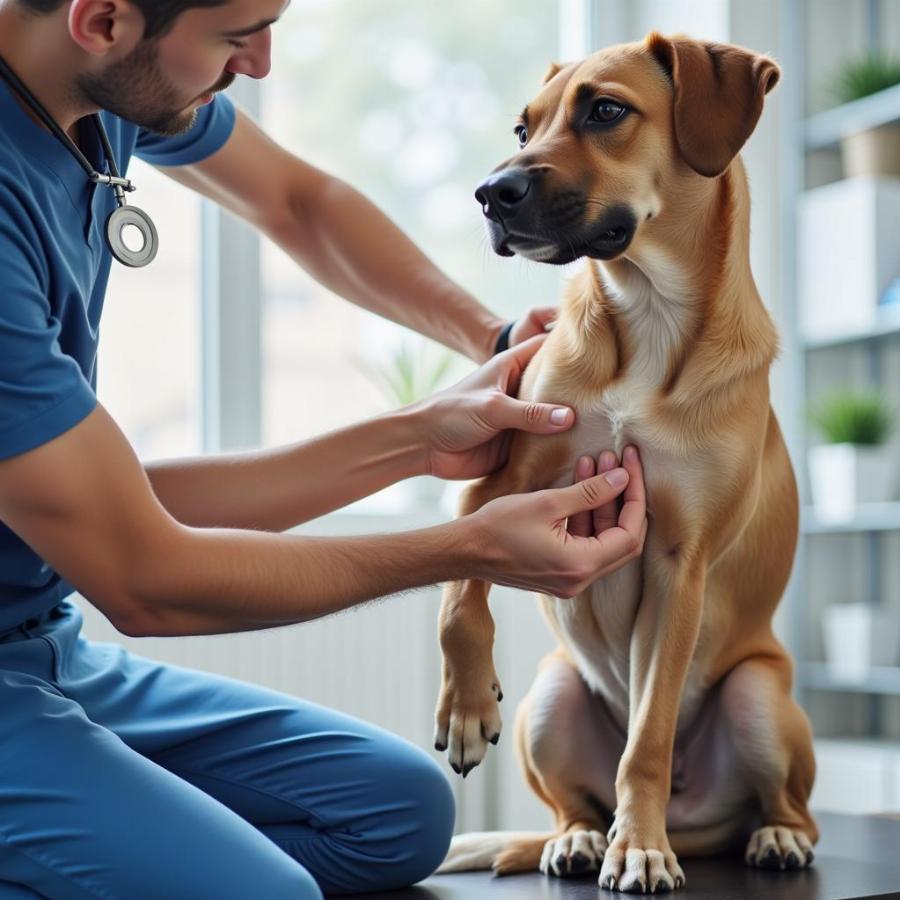 Veterinarian Examining a Dog's Joints