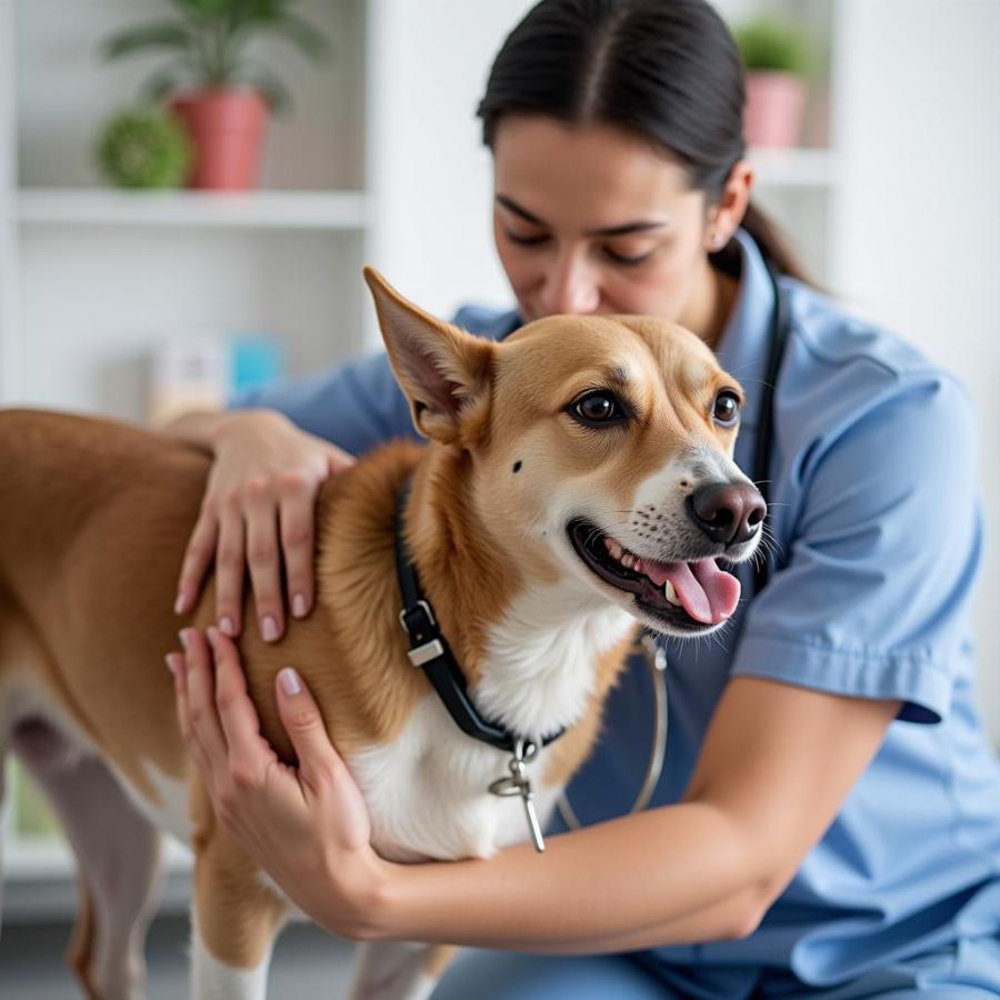 Veterinarian Examining a Dog for Lupus