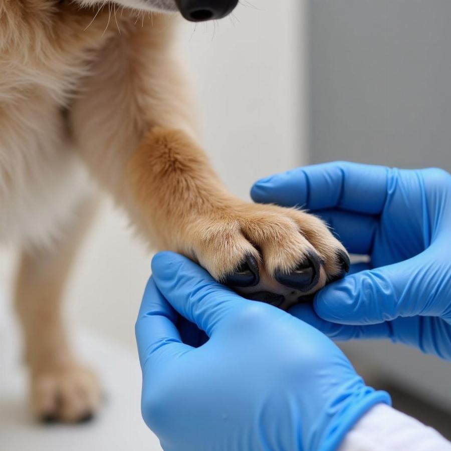 Veterinarian Examining Dog's Paws