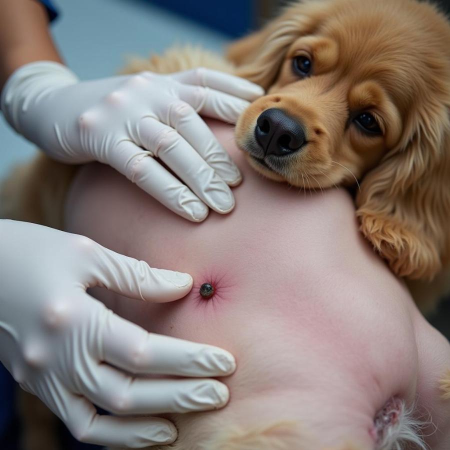 Veterinarian Examining a Dog's Skin