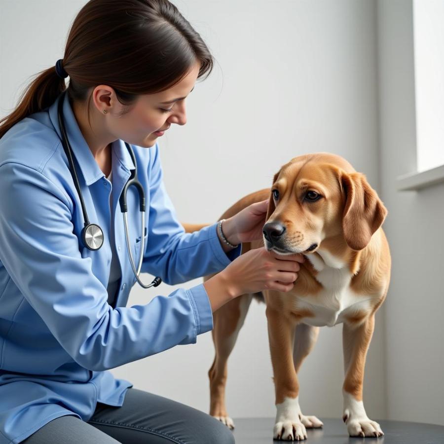 Veterinarian Examining Anxious Dog