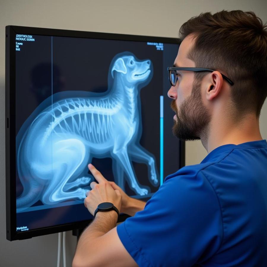 Veterinarian Examining Dog's X-ray