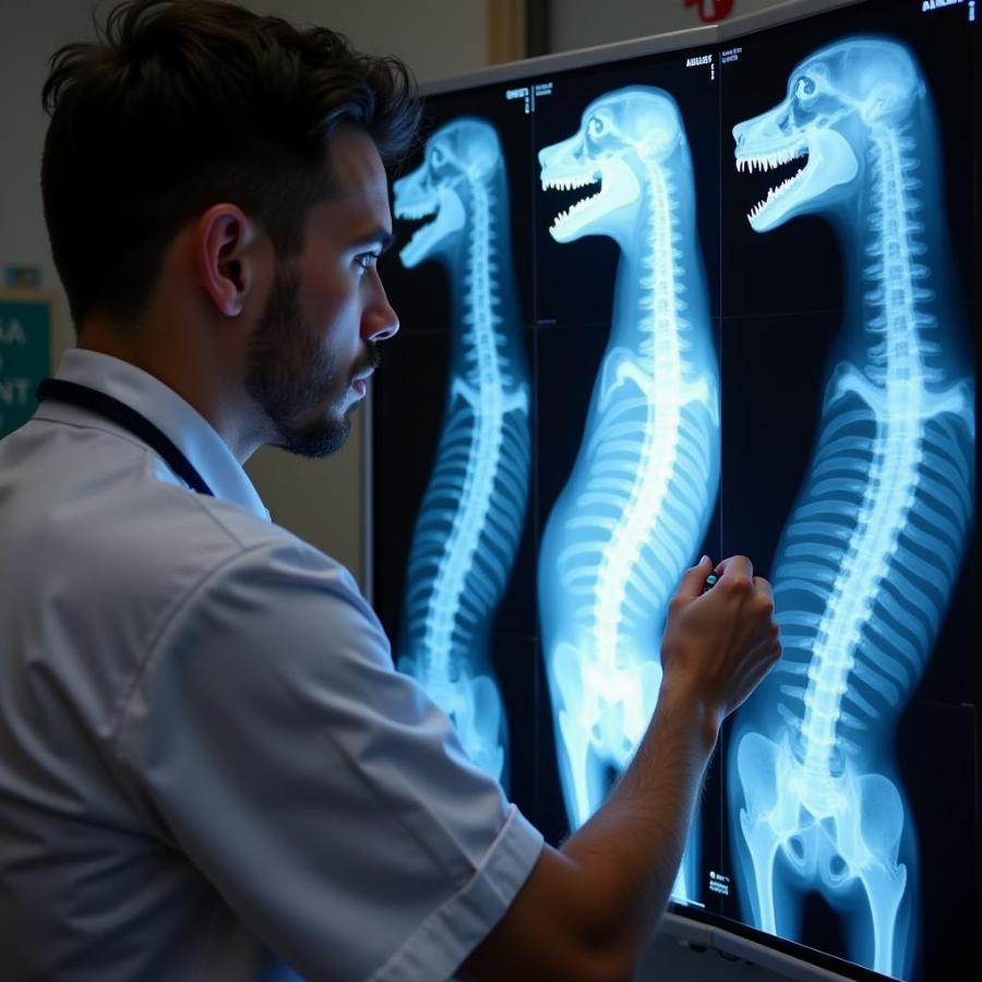 Veterinarian Examining Dog's X-ray