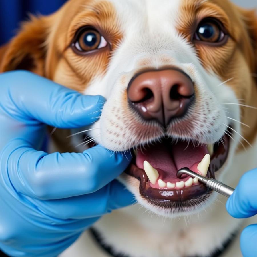 Veterinarian Examining Dog's Teeth