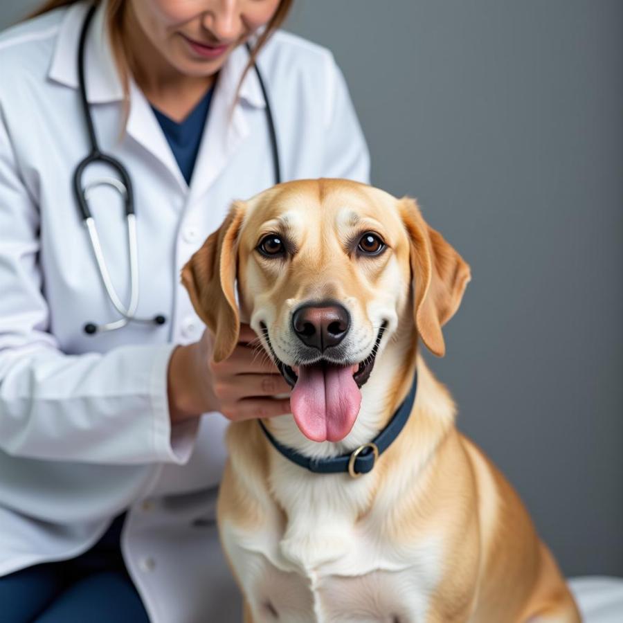 Veterinarian Examining a Female Dog