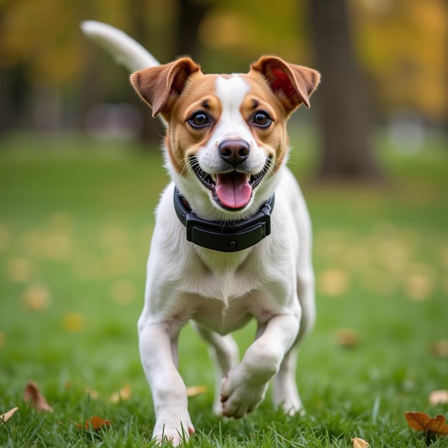 Dog Wearing a Vibration Barking Collar