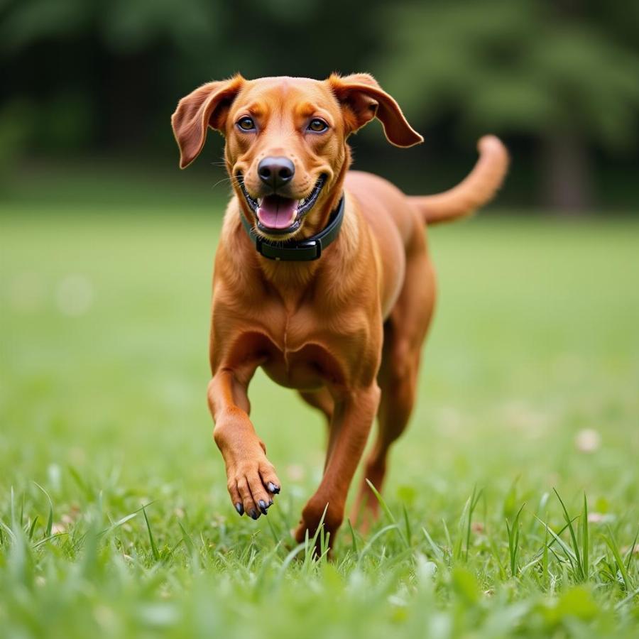 Vizsla Running in a Field