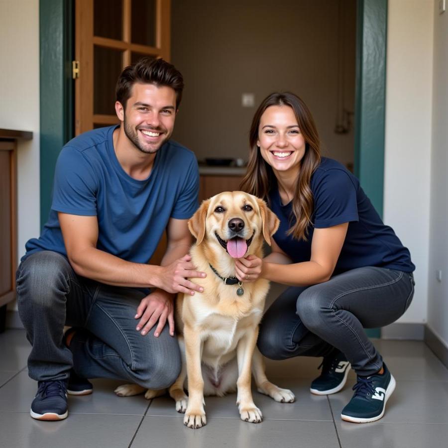 Volunteers caring for soi dogs at a shelter