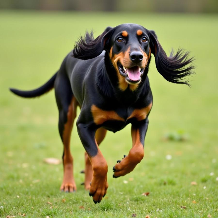 Walker Hound Dog Running in Field