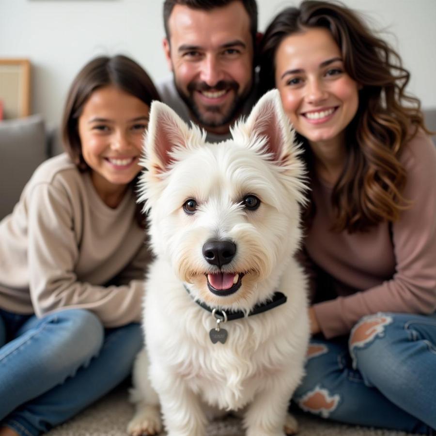 Westie Dog in Family Portrait