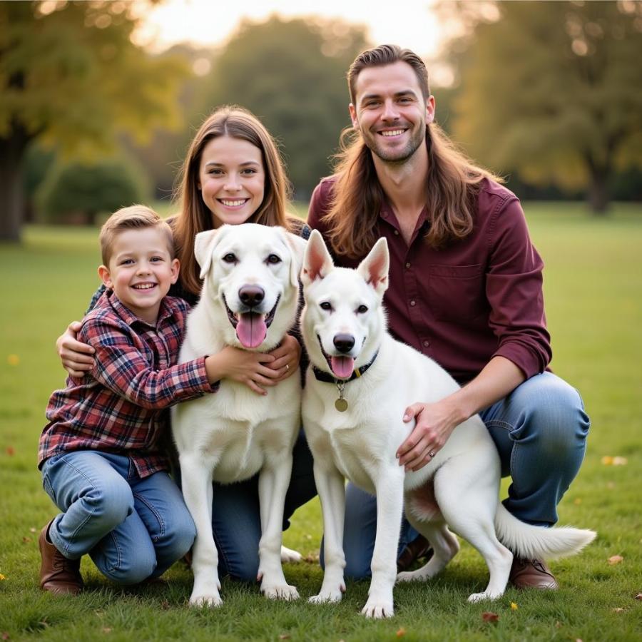 White Alsatian Family Portrait