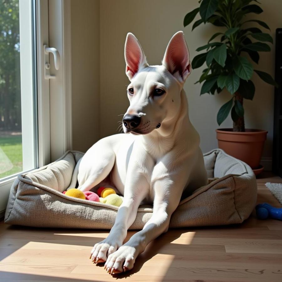 White Doberman Indoors