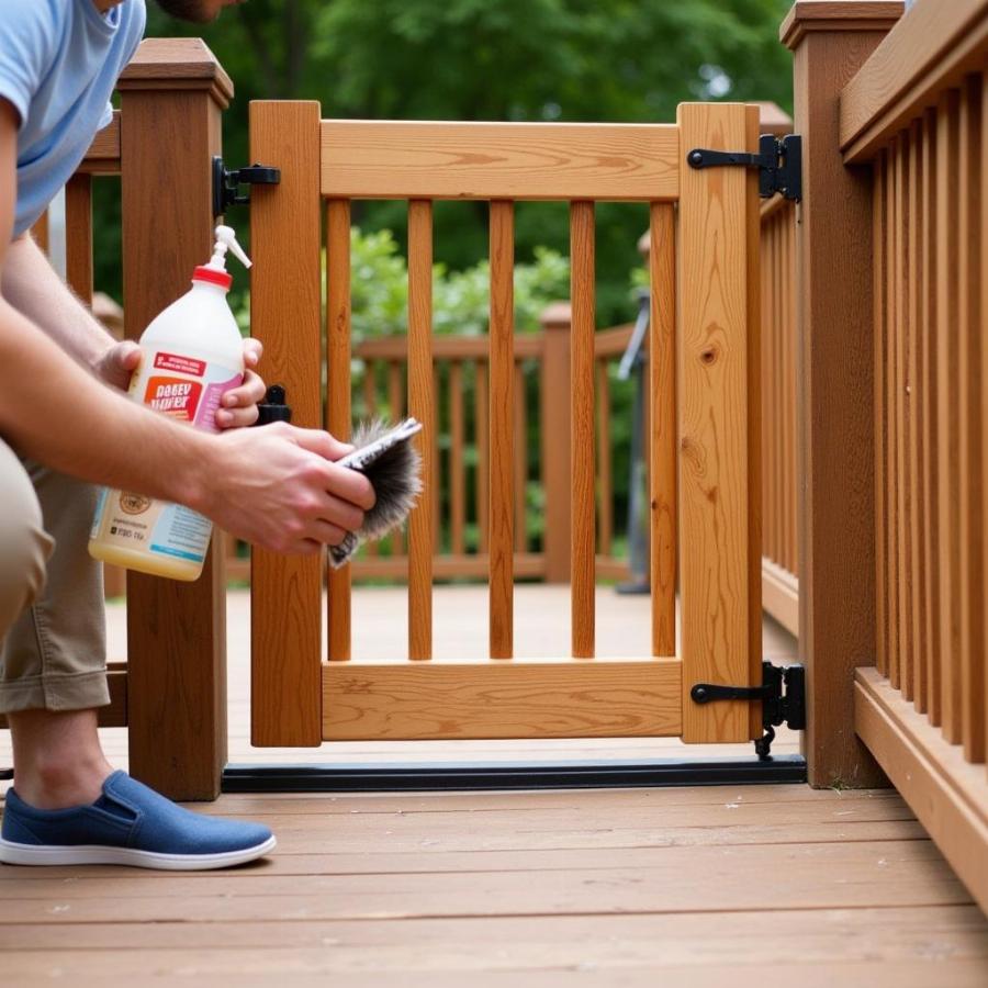 Maintaining a wooden dog gate on a deck