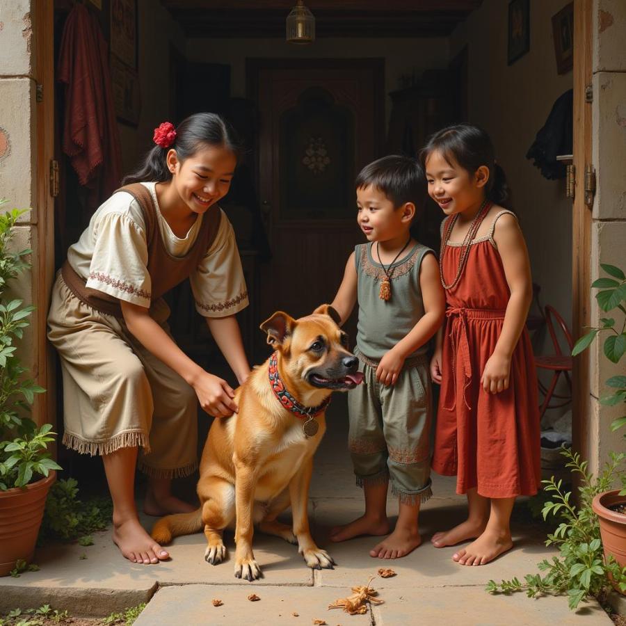 Xoloitzcuintli with Mayan Family