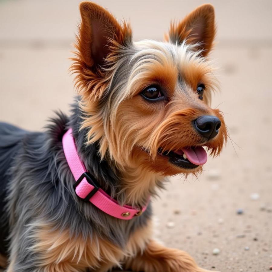 Yorkshire Terrier wearing a martingale collar