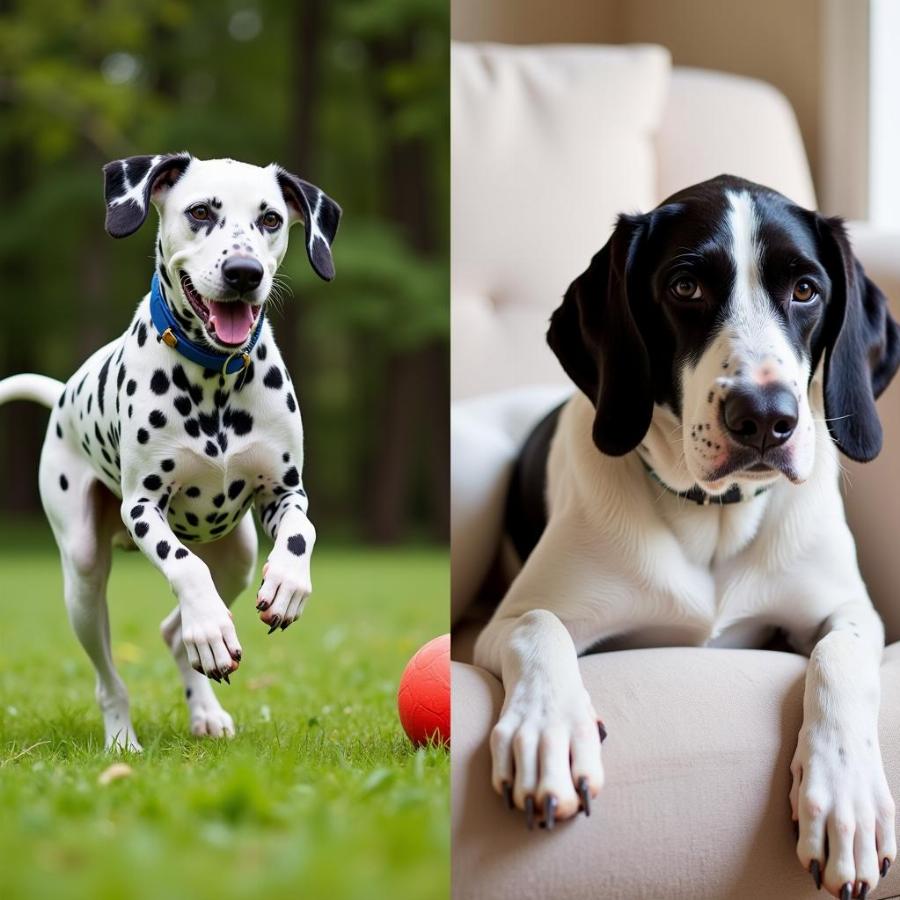 Active Dalmatian vs. Relaxed Setter