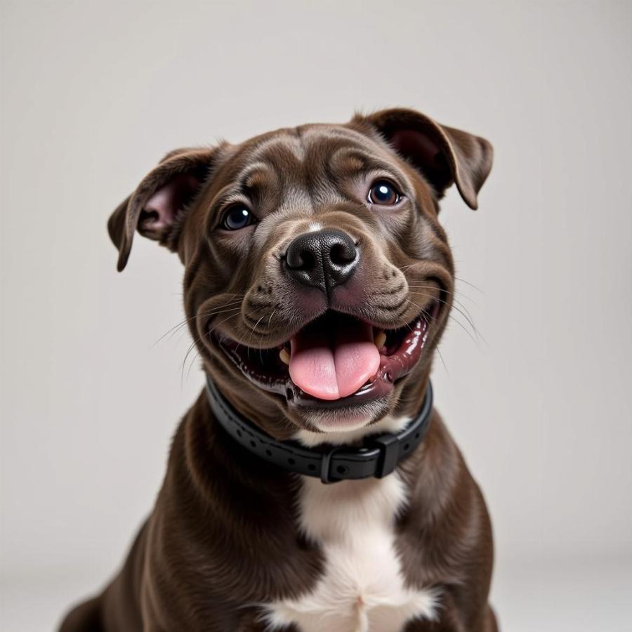 American Bully Puppy with a Collar