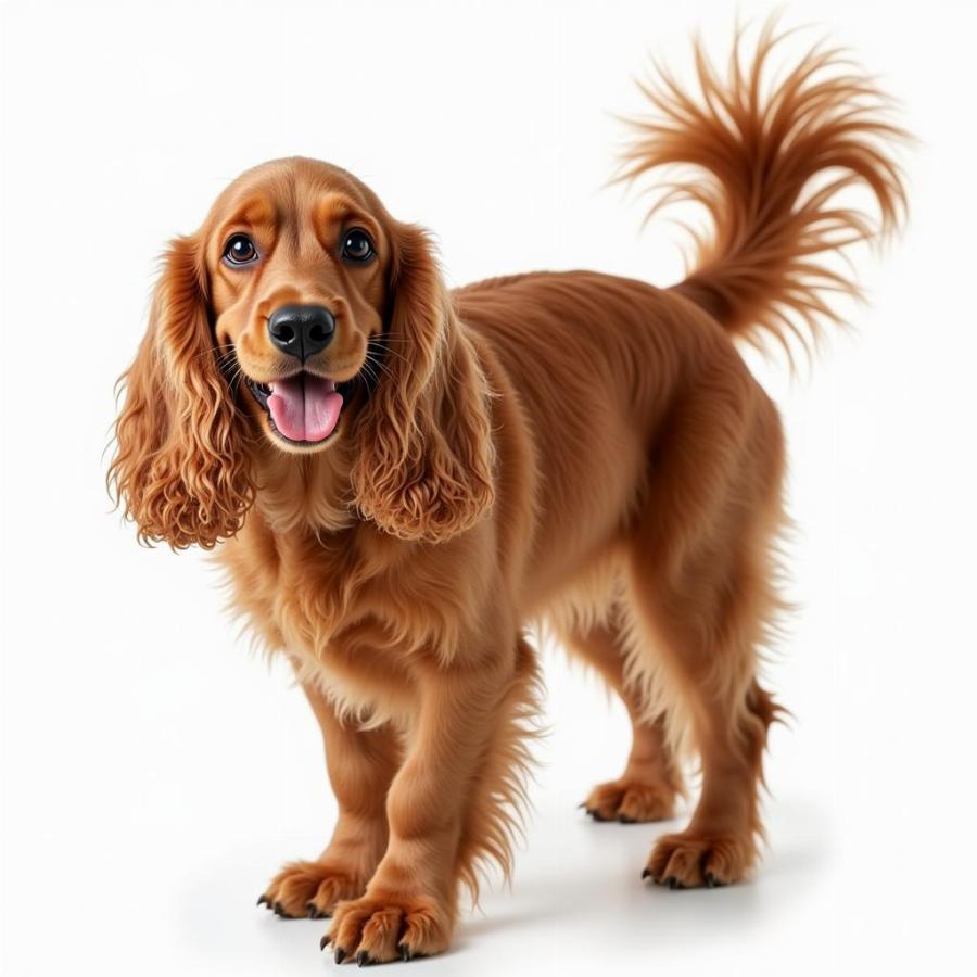 American Cocker Spaniel with curled tail and floppy ears