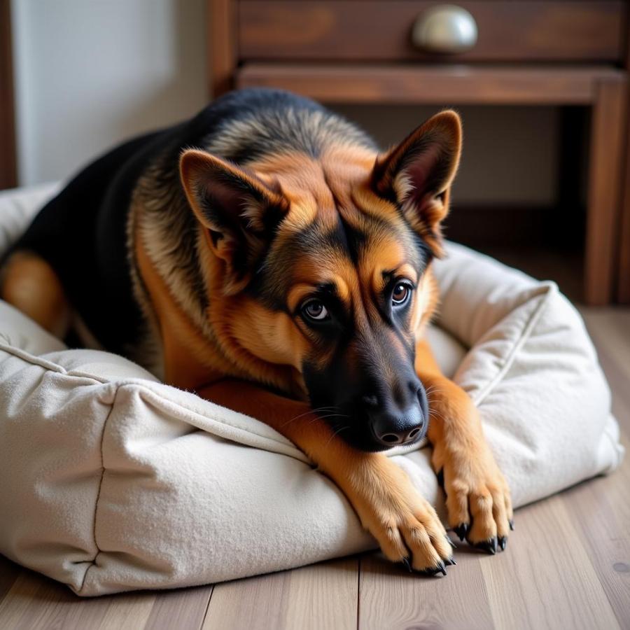 Anxious dog digging bed for comfort