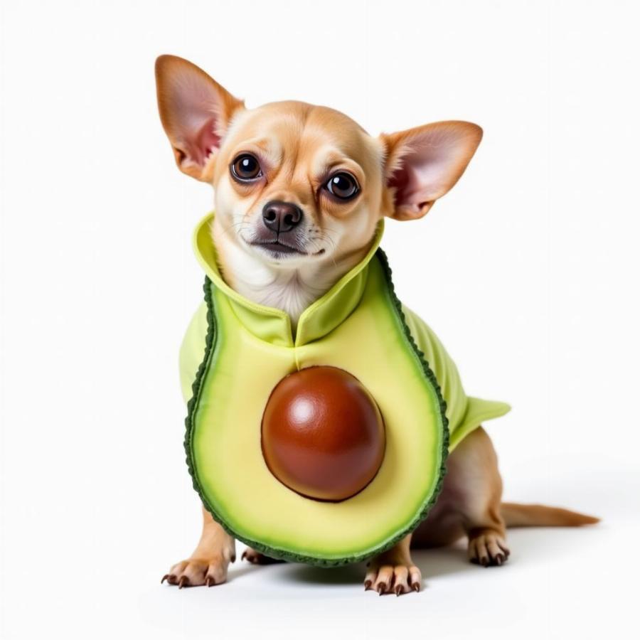 Small Dog in Avocado Costume