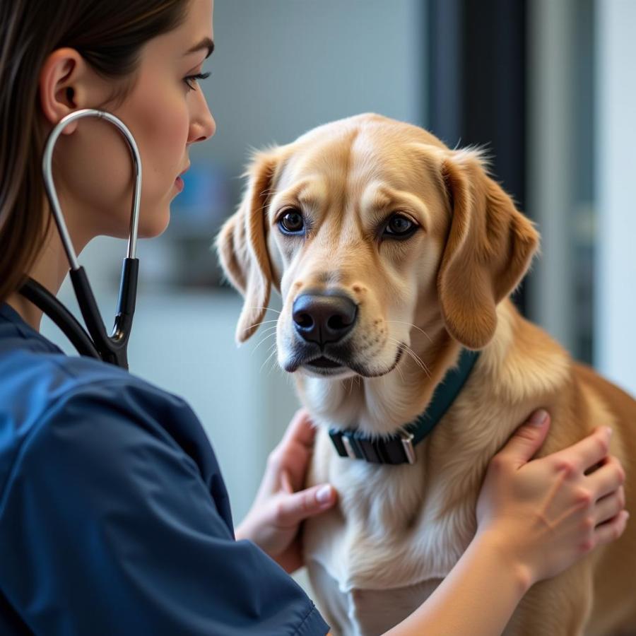 Veterinarian Examining a Dog