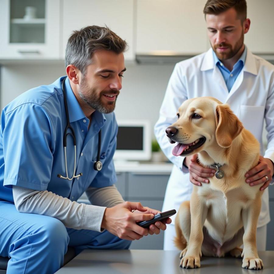 Veterinarian Checking a Dog