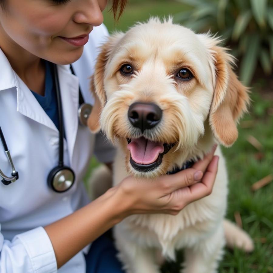 Veterinarian Examining a Dog