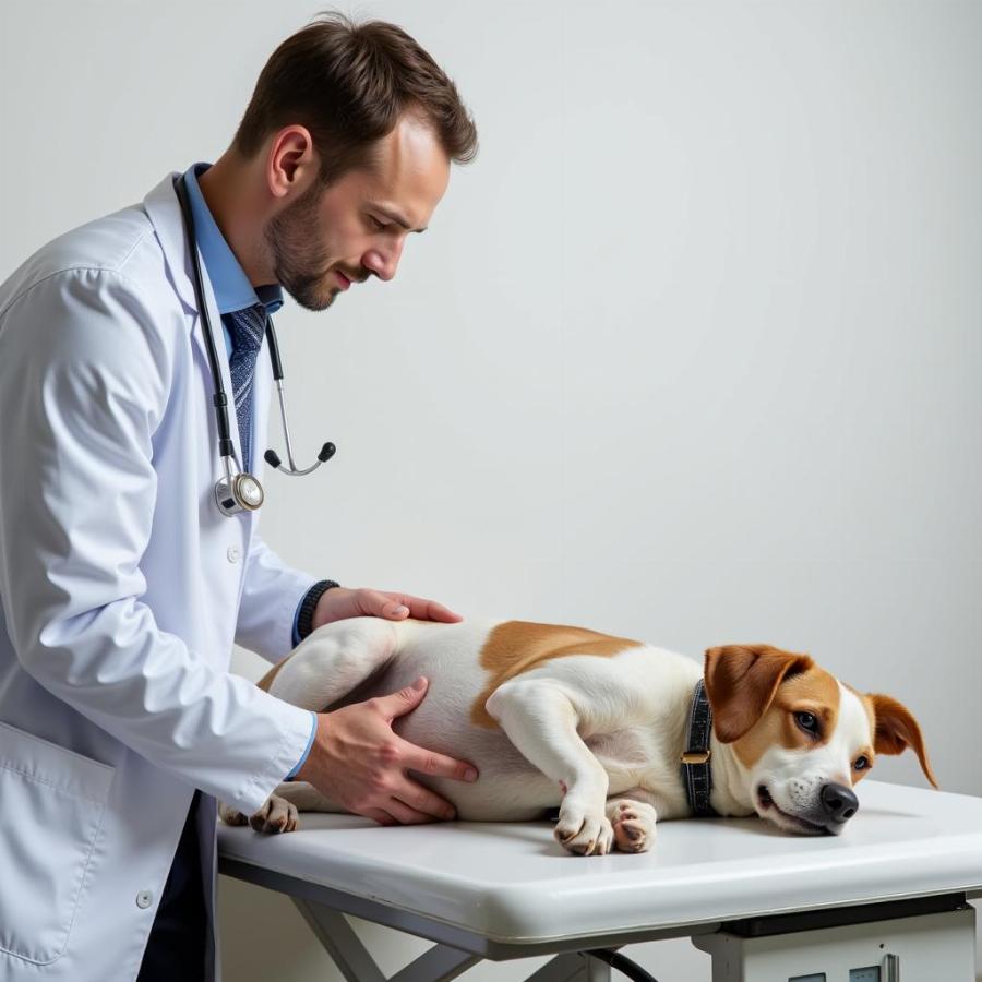 Vet Checking Dog