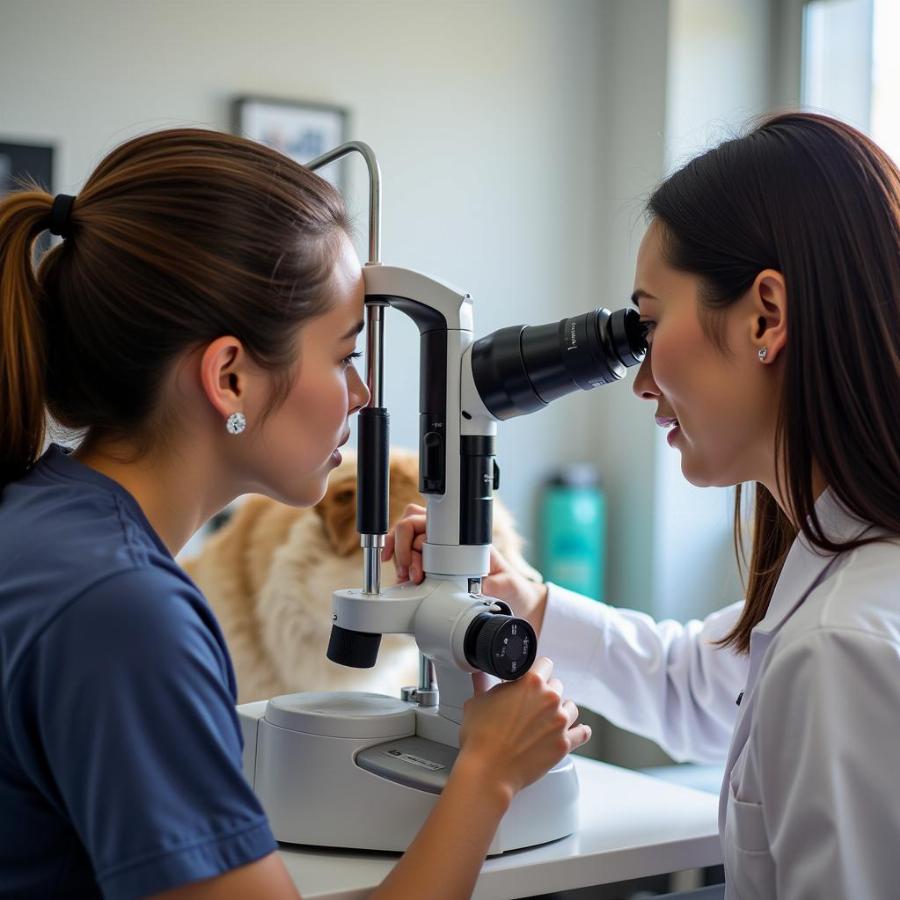 Veterinarian Examining a Dog's Eye