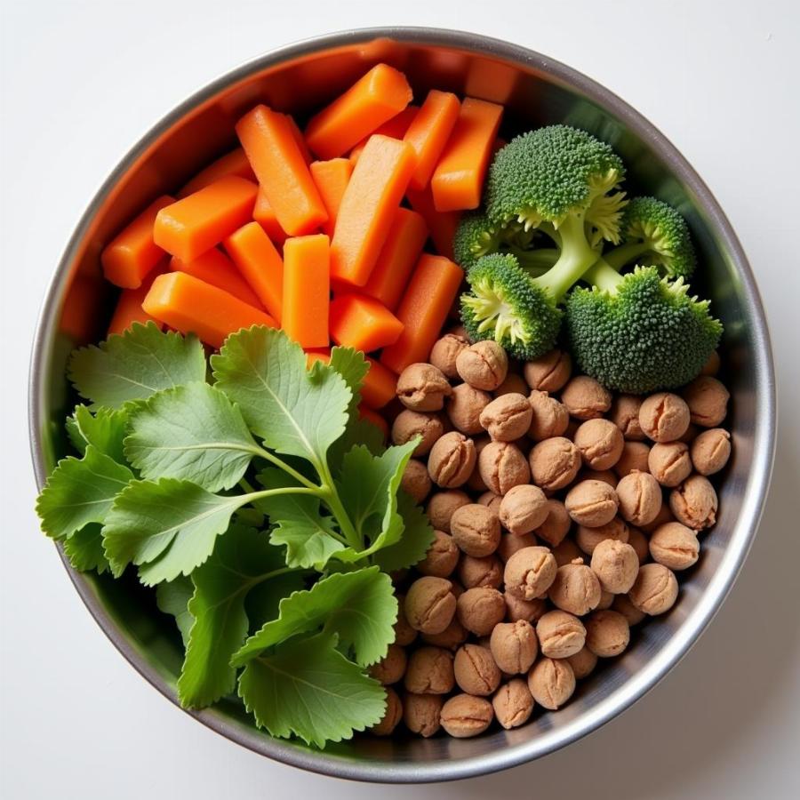 Balanced Dog Food in a Bowl