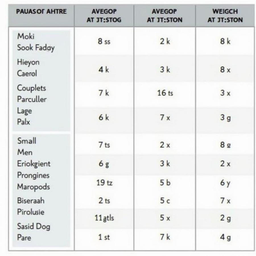 Dog Weight Chart by Breed