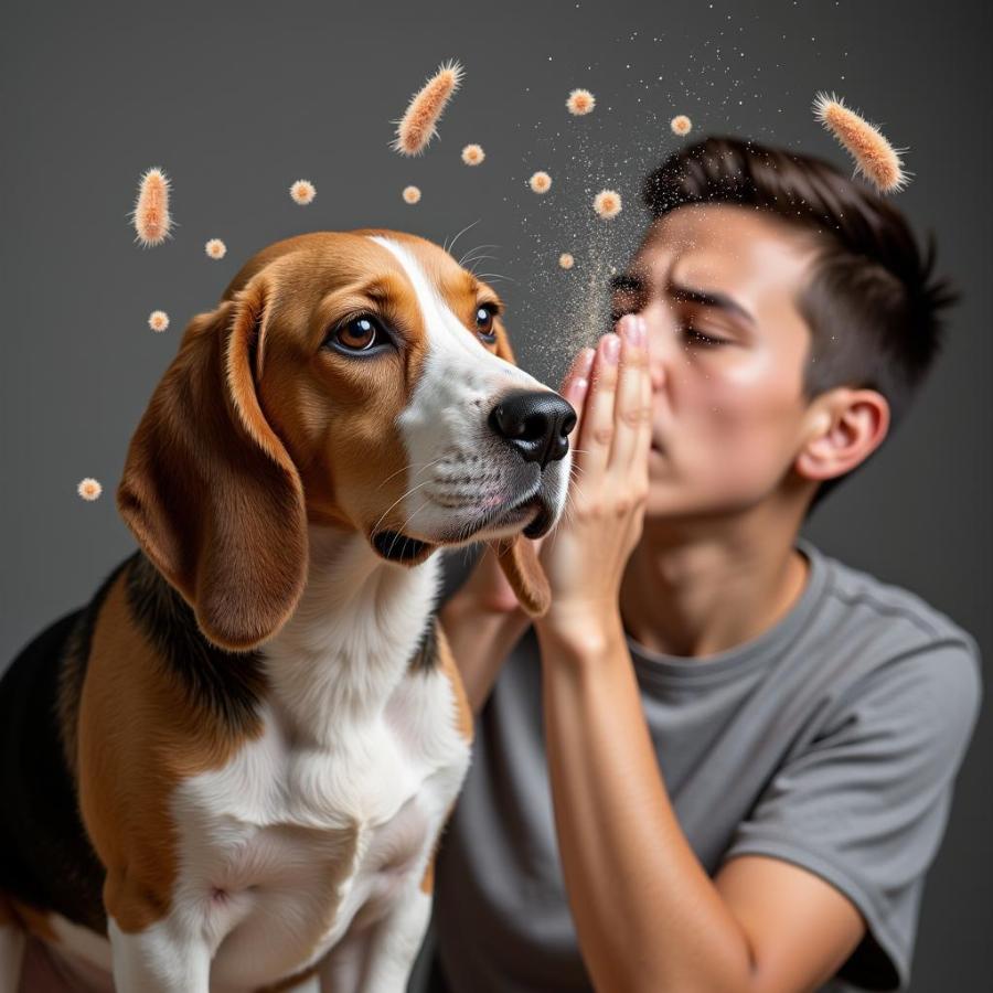 Beagle shedding dander and triggering allergies