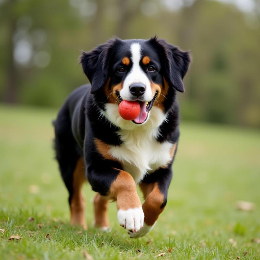 Bernese Mountain Dog Playing Fetch